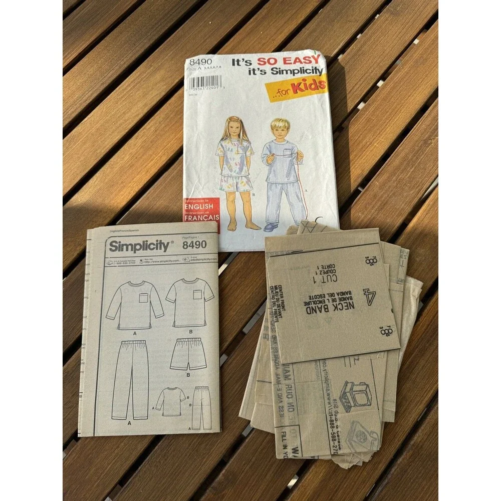 Simplicity Sewing Pattern 8490 Easy Sizes 3 4 5 6 7 8 Childs Pajamas